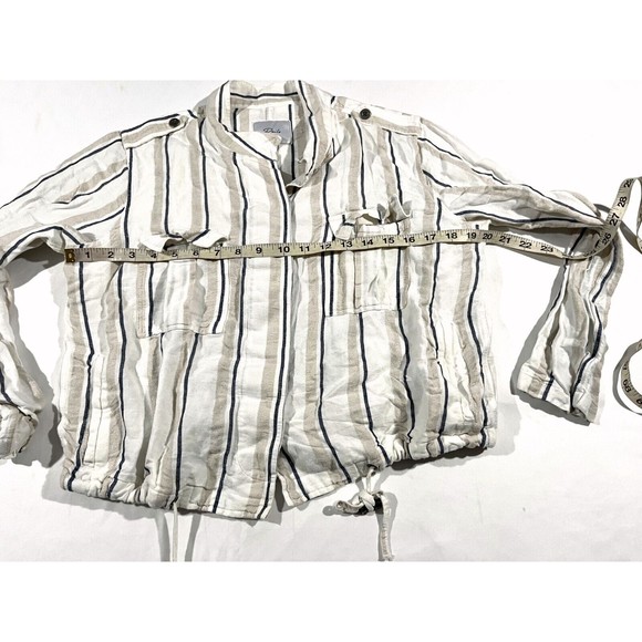 Womens Rails Rowen Linen Rayon Blend Button Pockets Jacket Coco Stripe Sz S - Picture 5 of 11